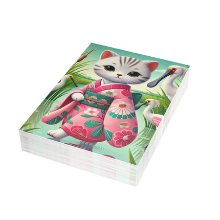 Geisha Kitten Strolls Among the Spoonbills Postcard Bundles (envelopes included) - Bundles of 10, 30, 50 Pieces