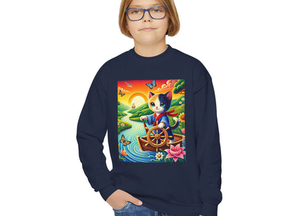 Sailor Kitten’s River Adventure Youth Crewneck Sweatshirt