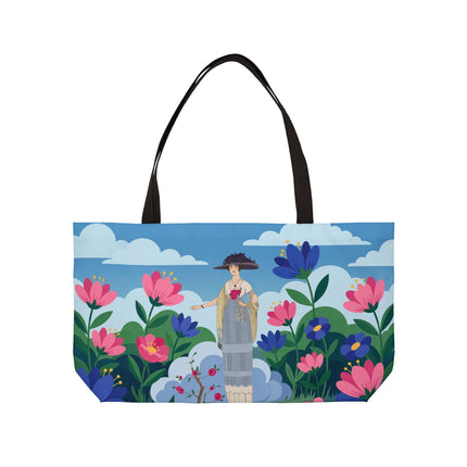 🌸🎩 The Lady Of The Grand Flower Garden Weekender Tote Bag – Art Deco Fashion Illustration