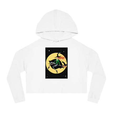 A Witch’s Moonlit Flight Women’s Cropped Hooded Sweatshirt