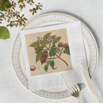 Album of watercolors of Asian fruits and flowers Pl.17 by Anonymous White Coined Napkins