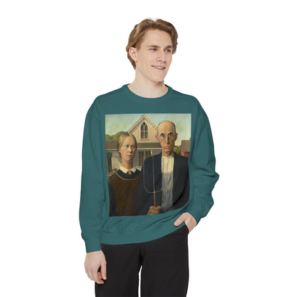 American Gothic by Grant Wood Unisex Garment-Dyed Sweatshirt