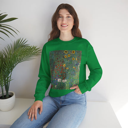 Farm Garden with Sunflowers by Gustav Klimt Heavy Blend™ Crewneck Sweatshirt
