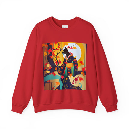 Black Cat in Kimono Unisex Heavy Blend™ Crewneck Sweatshirt