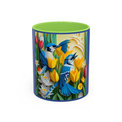 Blue Jays in a Spring Garden Colorful Mugs (11oz, 15oz)
