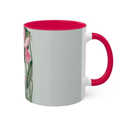 Blooming Lotus Flowers by Ohara Koson Colorful Mugs, 11oz