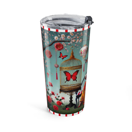 Reading In A Painted Garden Tumbler 20oz