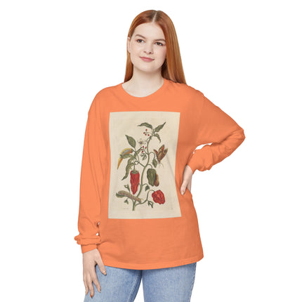 Botanical Pl.15 by Maria Sibylla Merian Garment-dyed Long Sleeve T-Shirt