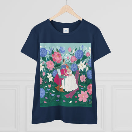 💎🌸 The Lady Of The Jeweled Garden Cotton Tee – Art Deco Floral Elegance