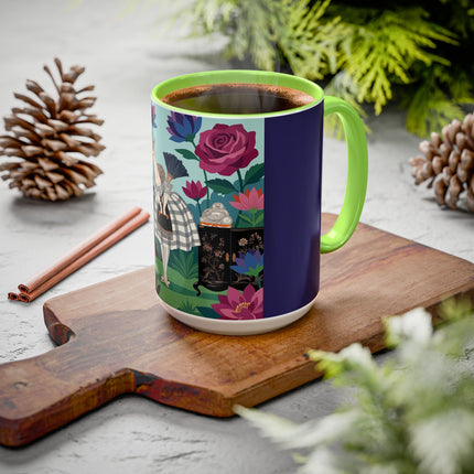 The Lady Of The Lotus Garden Colorful Mugs – Art Deco Botanical Elegance