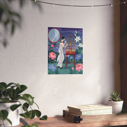 🦜🌸 The Lady Of The Garden Aviary Matte Vertical Poster – Art Deco Botanical Elegance