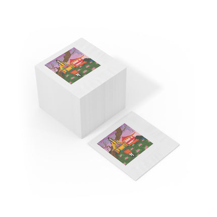 Elegance and Blooms White Coined Napkins