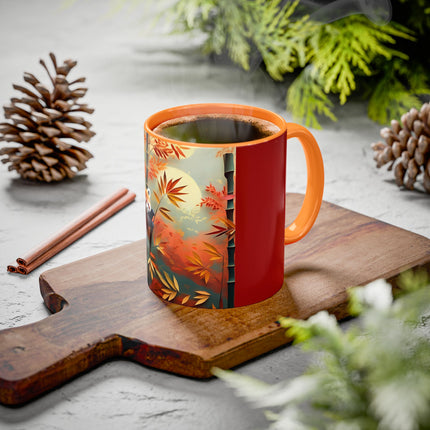 Red Panda at an Autumn Bamboo Grove Colorful Mugs (11oz, 15oz)