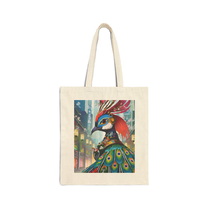 Techno Plumes Cotton Canvas Tote Bag