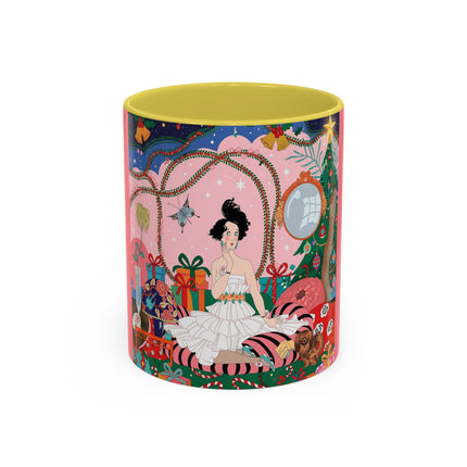🎀🎄 Christmas Morning In The Rose Parlor Colorful Mug – Art Deco Holiday Fantasy