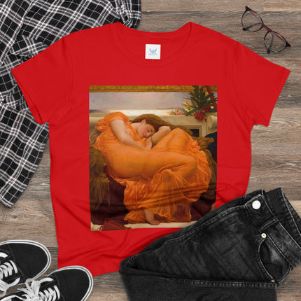 Flaming June by Frederic Leighton Women's Midweight Cotton Tee