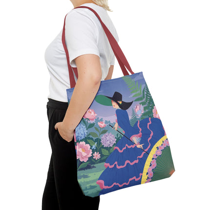 🌸💙 The Lady Of The Blue Garden Promenade Tote Bag – Art Deco Floral Fashion