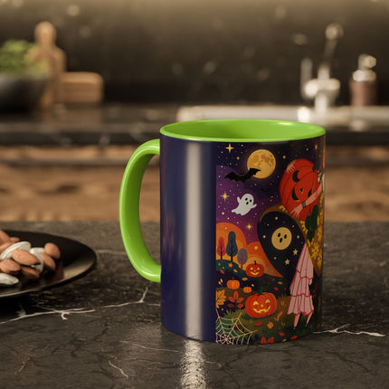 🎃🐈‍⬛ The Pumpkin Moon Embrace Colorful Mug – Whimsical Halloween Charm