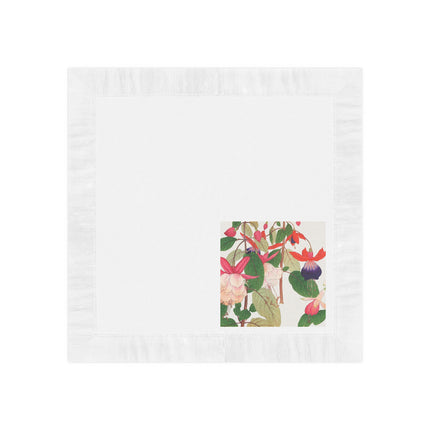 Fuchsia Flower White Coined Napkins – Vibrant Fuchsia & Japanese Woodblock Elegance