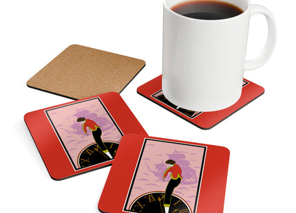 Woman Waiting for her Beloved at 1:59 by Kobayashi Kaichi Corkwood Coaster Set