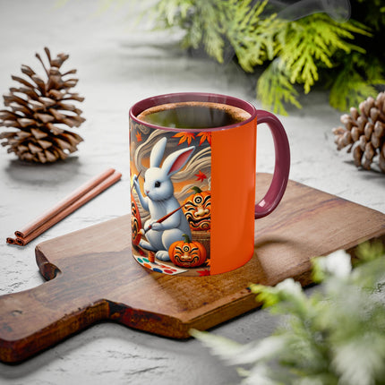Halloween Rabbit’s Kabuki Jack-o’-Lanterns Colorful Mugs (11oz, 15oz)