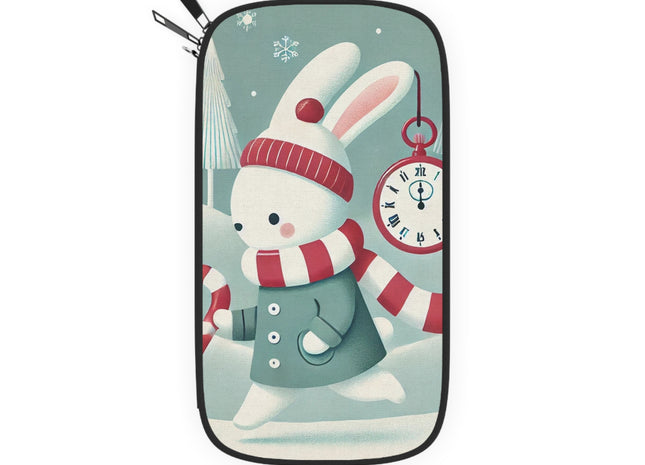 Candy Cane Timekeeper Bunny Passport Wallet