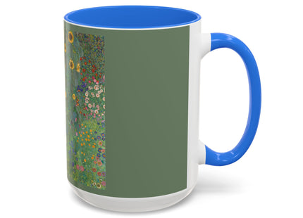 Farm Garden with Sunflowers by Gustav Klimt Colorful Mugs (11oz, 15oz)