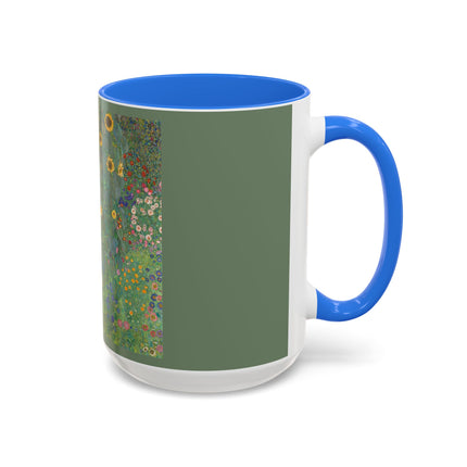 Farm Garden with Sunflowers by Gustav Klimt Colorful Mugs (11oz, 15oz)