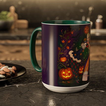 🎭🎃 The Masquerade Beneath The Pumpkin Lantern Colorful Mug – Theatrical Halloween Charm