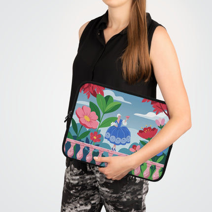 🌺🪭 The Lady Of The Grand Garden Terrace Laptop Sleeve – Art Deco Floral Elegance