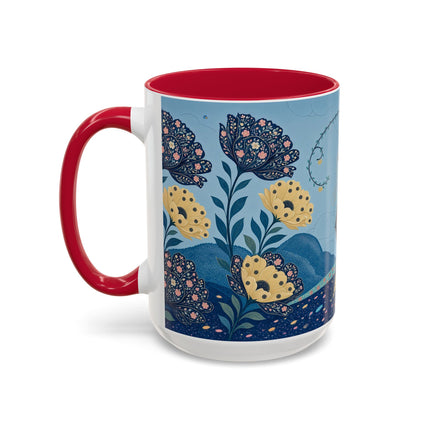 🌼🦋 The Enchanted Butterfly Garden Promenade Colorful Mug – Art Deco Floral Whimsy