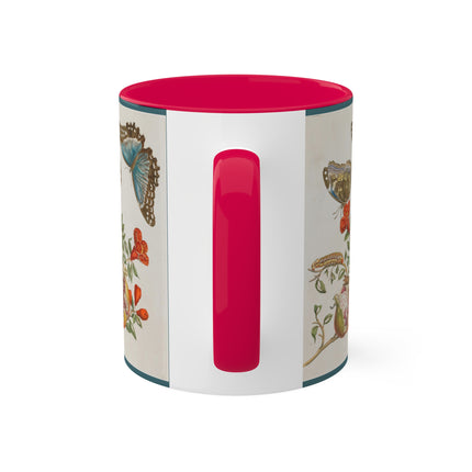 Blue Butterflies and Pomegranate by Maria Sibylla Merian Colorful Mugs, 11oz
