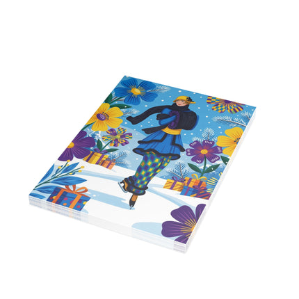 ⛸️🌸 The Lady Of The Winter Garden Greeting Card – Art Deco Holiday Whimsy