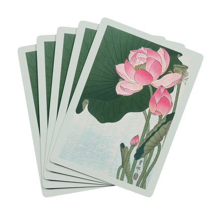 Blooming Lotus Flowers by Ohara Koson Playing Cards