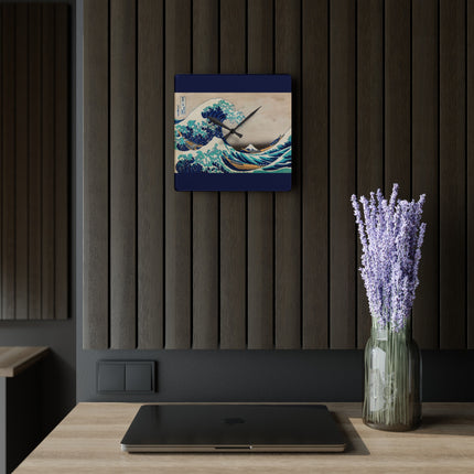 The Great Wave off Kanagawa by Katsushika Hokusai Acrylic Wall Clock, Round and Square