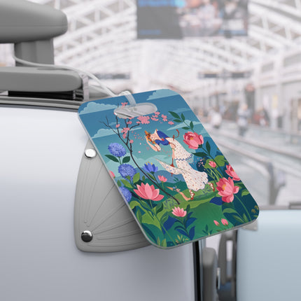 🌸☂️ The Lady Of The Falling Blossoms Luggage Tag – Art Deco Garden Whimsy