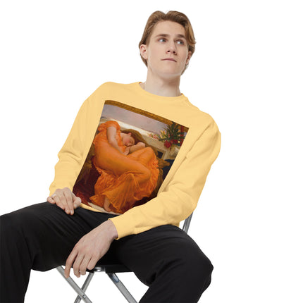 Flaming June by Frederic Leighton Unisex Garment-Dyed Sweatshirt