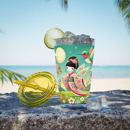 Geisha Fairy and the Hummingbird Blossom Sunsplash Tumbler with Straw, 16oz