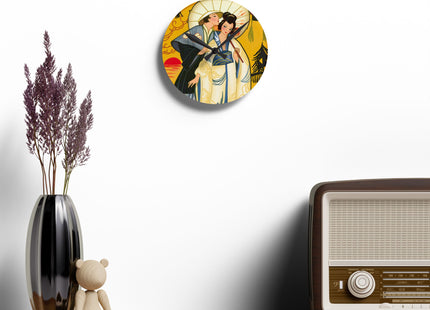 Golden Embrace Acrylic Wall Clock