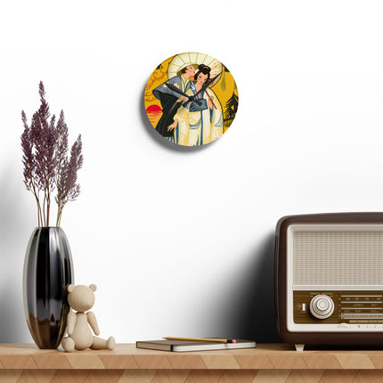 Golden Embrace Acrylic Wall Clock