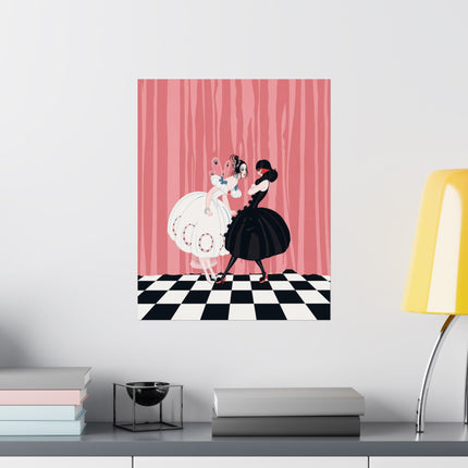 🎭🖤 The Ladies Of The Midnight Masquerade Matte Vertical Poster – Art Deco Fashion Illustration