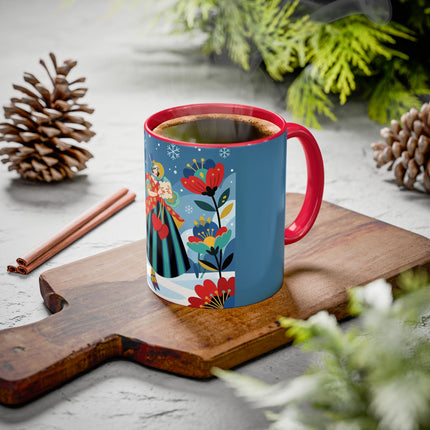 ❤️❄️ The Winter Heart Messenger Colorful Mug – Art Deco Snow Garden Fantasy