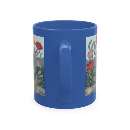 🐈🥾 The Lady & Puss In Boots In The Flower Garden Ceramic Mug – Art Deco Storybook Whimsy