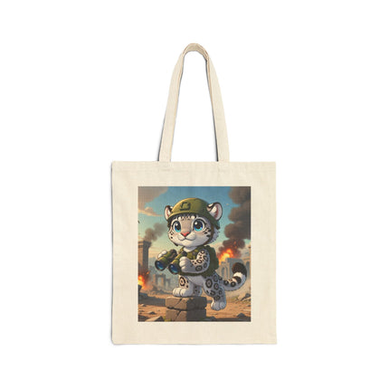 The Snow Leopard Lookout Cotton Canvas Tote Bag – Adventure, Curiosity & Fearless Style