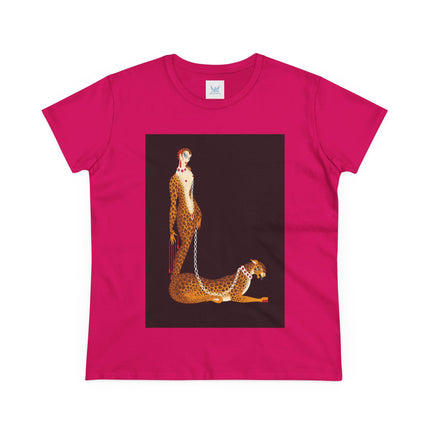 Leopard Queen Women's Midweight Cotton Tee – Exotic Glamour & Timeless Elegance