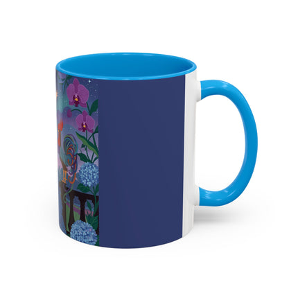 The Lady And The Morning Song Colorful Mugs – Art Deco Botanical Elegance
