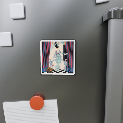 🌹🎭 The Lady Between The Curtains Die-Cut Magnets – Art Deco Floral Theatre