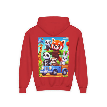 Safari Friends on the Move Youth Hooded Sweatshirt – Adventure, Friendship & Sunny Fun