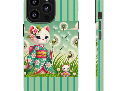 Geisha Kitten and the Dandelion Phone Cases