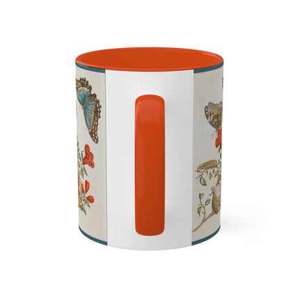 Blue Butterflies and Pomegranate by Maria Sibylla Merian Colorful Mugs, 11oz